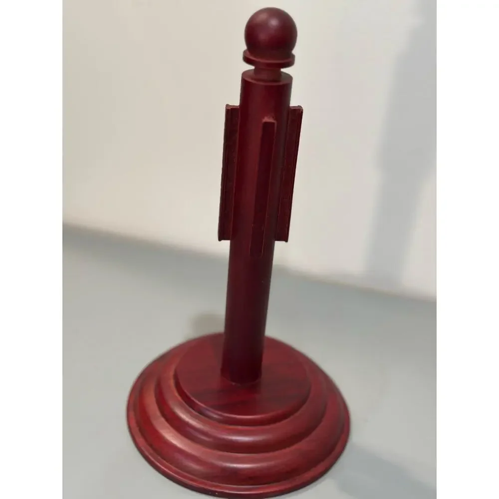 Vintage Solid Wood Paper Towel Holder Stand Cherry Mahogany Finish 12”Countertop
